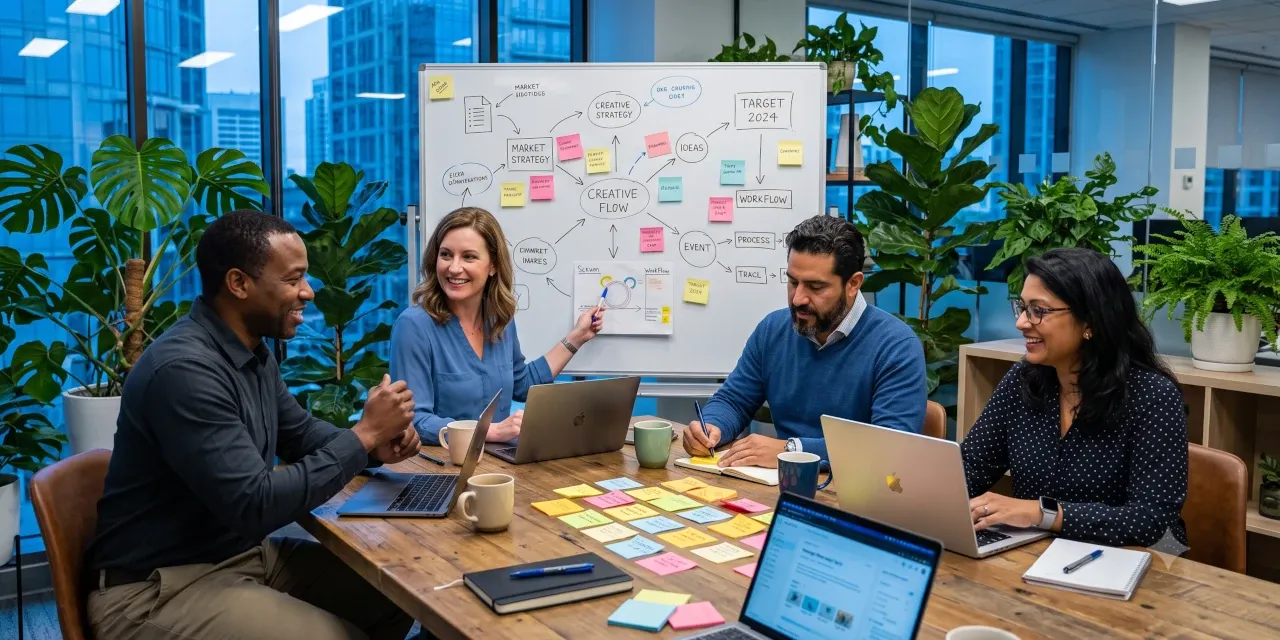 Illustration of a team building a software product.